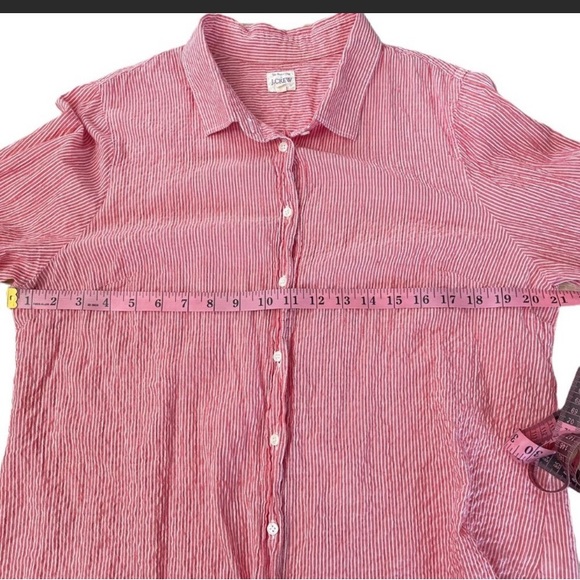 J Crew red/white striped button down XL - Picture 4 of 5